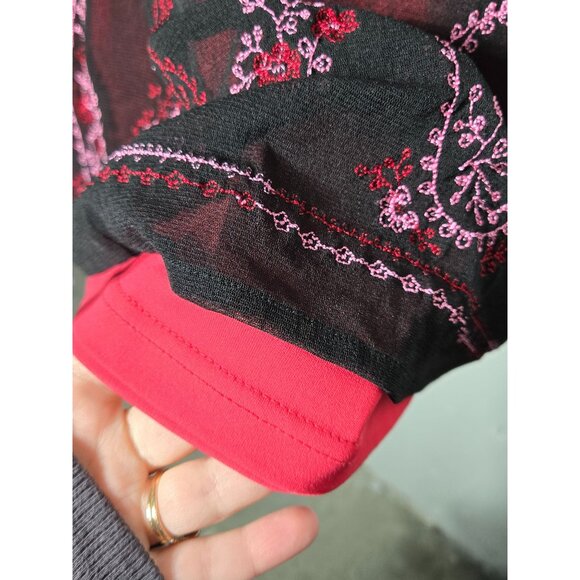 Y2K Rue 21 Embroidered Mini Babydoll Dress Size Medium Valentines Whimsigoth - Picture 4 of 9